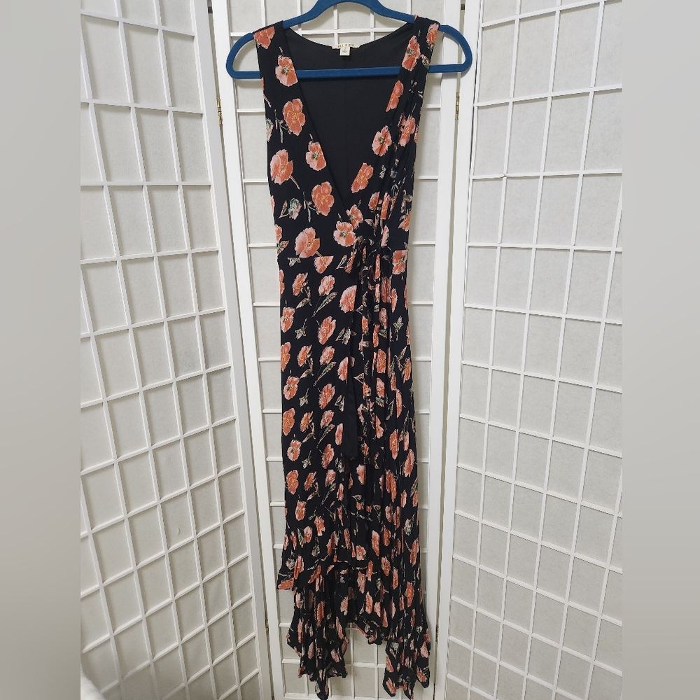 Floral Ruffle Sleeveless Wrap Maxi Dress
